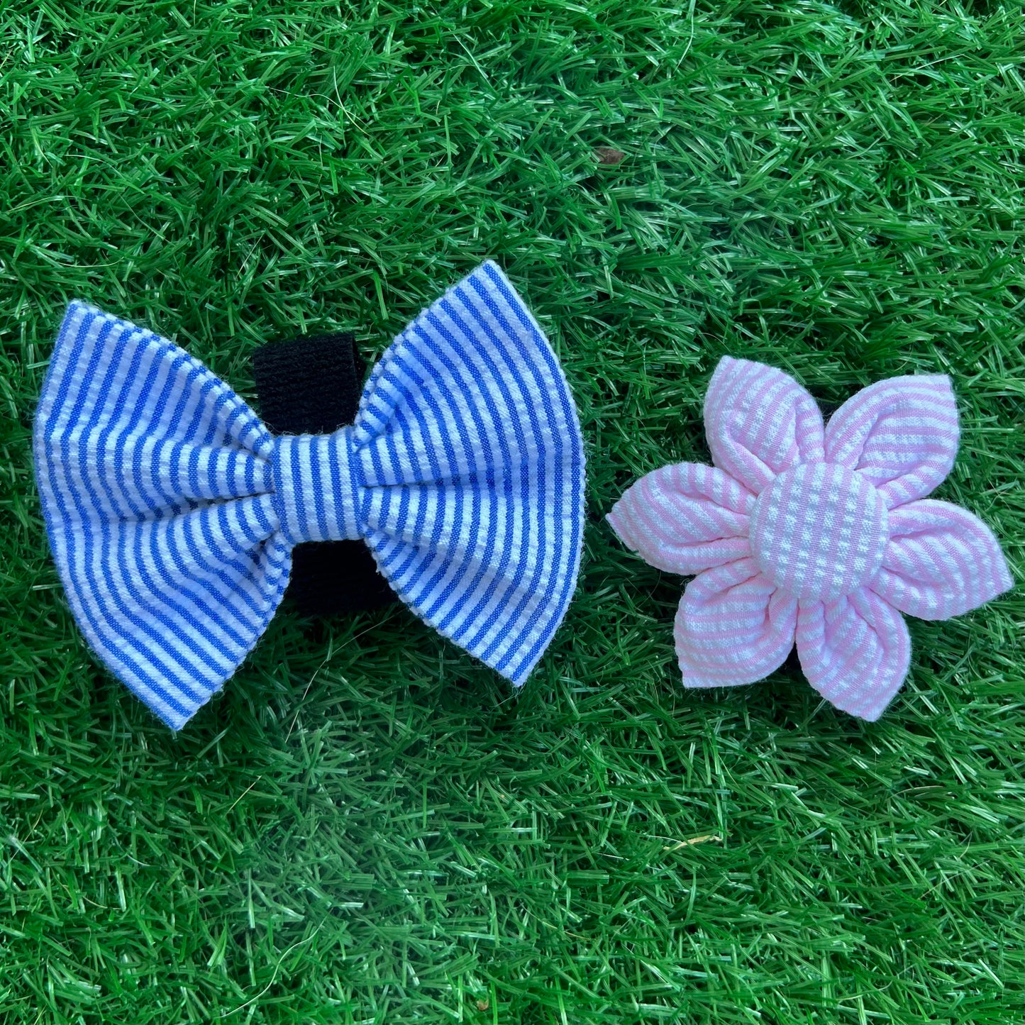 Blue Seersucker Bow tie