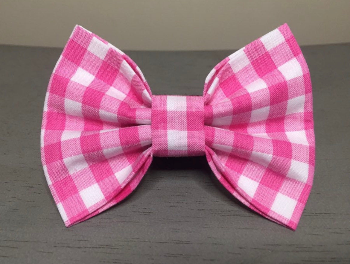 Pink Gingham Bow tie