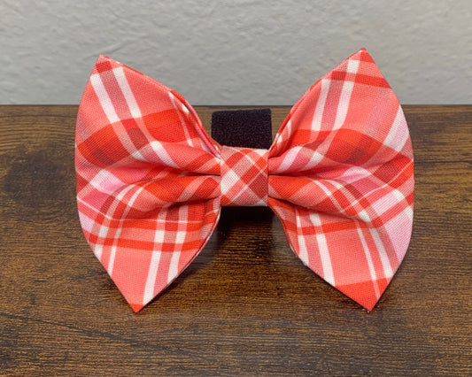 Red and Pink Plaid Bow tie