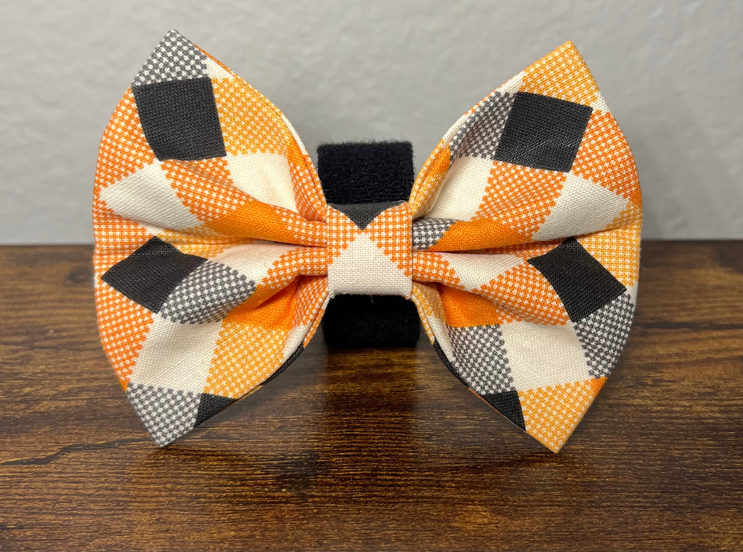 Orange and Black Plaid Bow tie