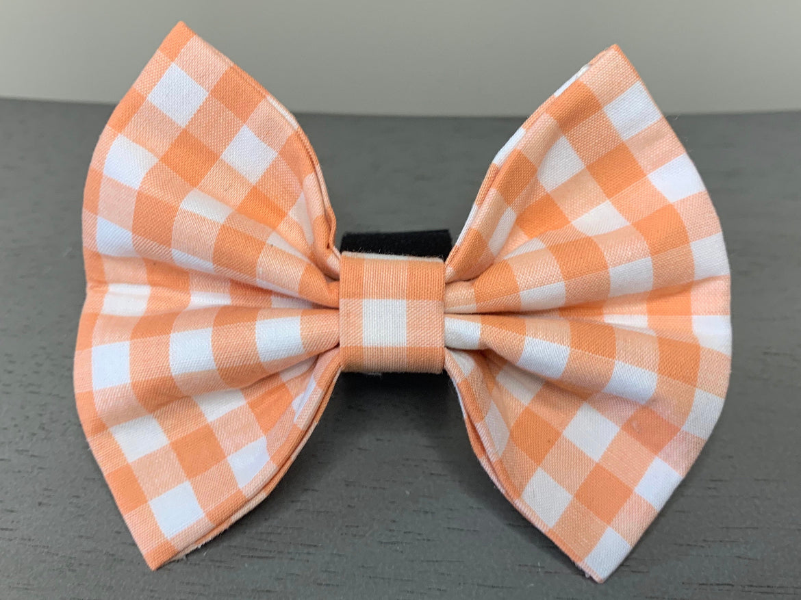 Orange Gingham Bow tie