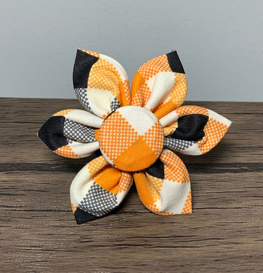 Orange and Black Plaid Flower