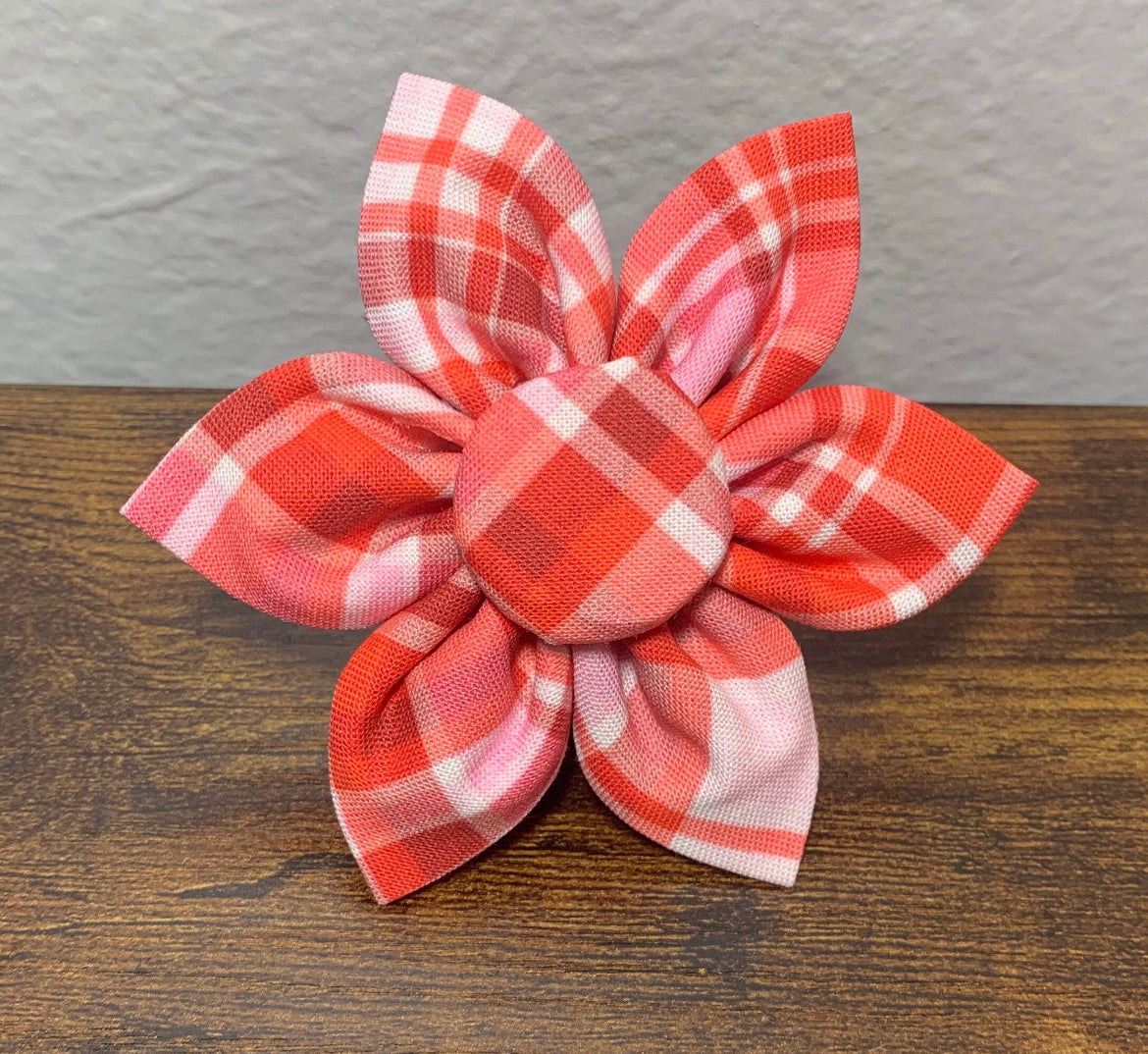 Red and Pink Plaid Flower